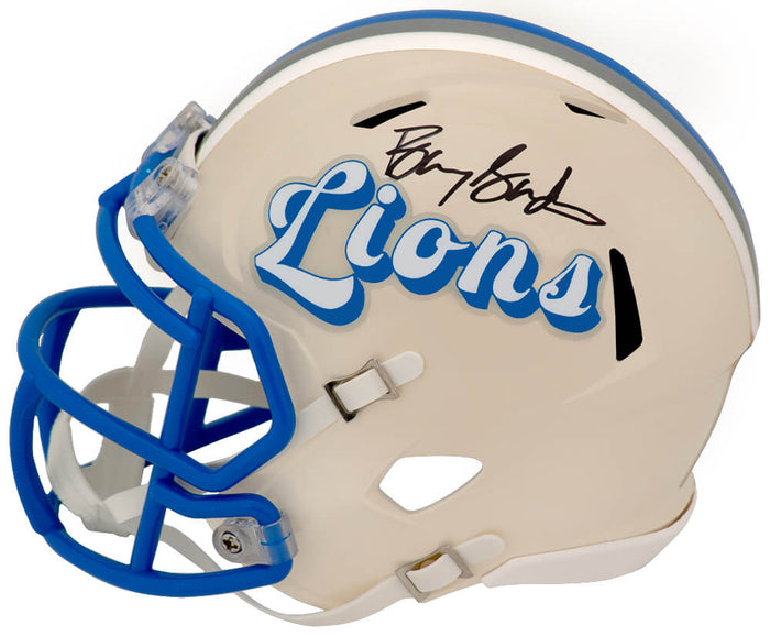 Barry Sanders Detroit Lions Autographed RETRO Riddell Mini Helmet-Powers Sports Memorabilia