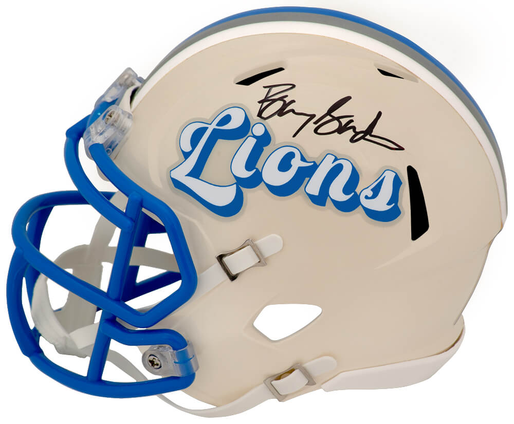 Barry Sanders Detroit Lions Autographed RETRO Riddell Mini Helmet-Powers Sports Memorabilia
