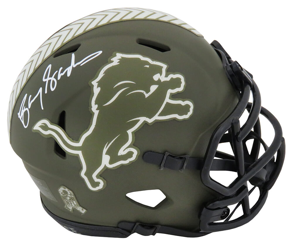 Barry Sanders Autographed Detroit Lions Salute to Service Riddell Speed Mini Helmet-Powers Sports Memorabilia