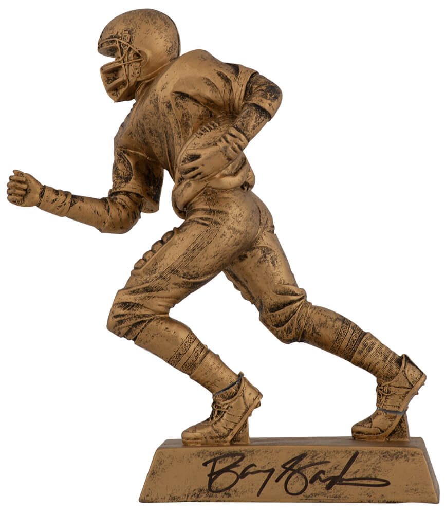 Barry Sanders Autographed Gold Football Running Back 10 Inch Statue-Powers Sports Memorabilia