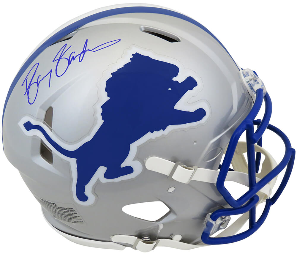 Barry Sanders Autographed Detroit Lions Throwback Riddell ProLine Speed Full Size Helmet-Powers Sports Memorabilia