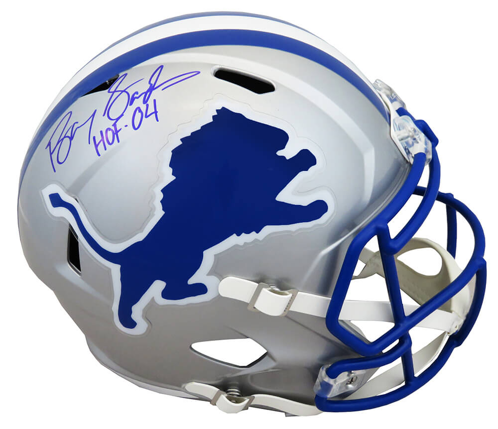 Barry Sanders Autographed Detroit Lions Throwback Riddell Full Size Speed Replica Helmet with HOF'04-Powers Sports Memorabilia