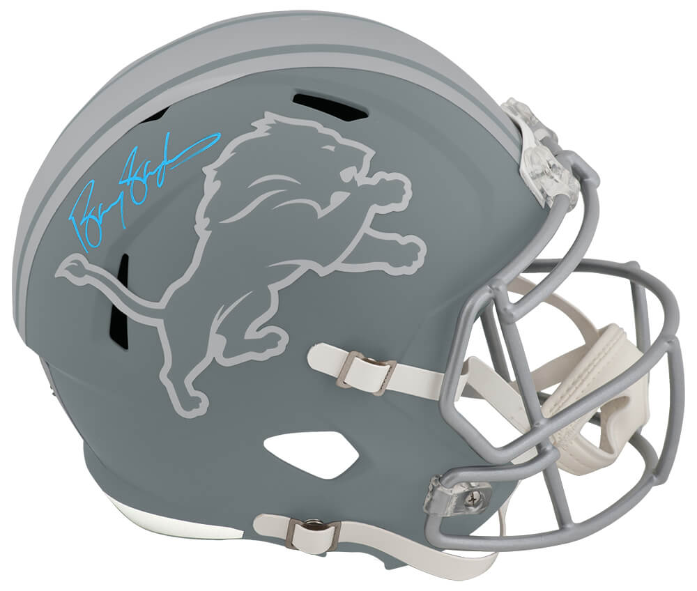 Barry Sanders Autographed Detroit Lions SLATE Riddell Full Size Speed Replica Helmet-Powers Sports Memorabilia