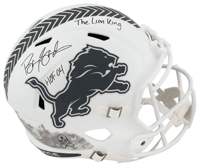Barry Sanders Detroit Lions Autographed SALUTE 2024 Full Size Riddell Replica Helmet-Powers Sports Memorabilia