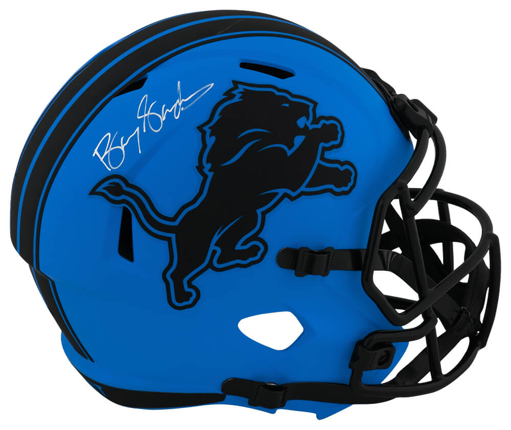 Barry Sanders Autographed Detroit Lions RAVE Riddell Full Size Speed Replica Helmet-Powers Sports Memorabilia