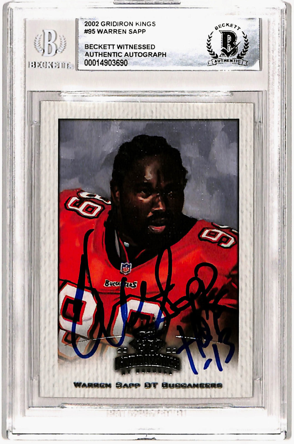 Warren Sapp 2002 Gridiron Kings #95 Trading Signed Card-Powers Sports Memorabilia