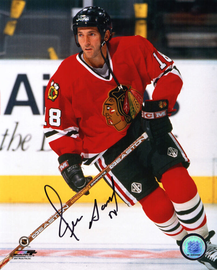 Denis Savard Autographed Chicago Blackhawks Action 8x10 Photo-Powers Sports Memorabilia