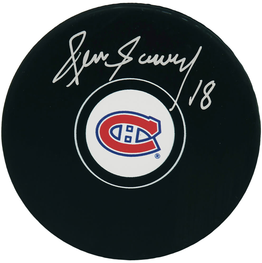 Denis Savard Autographed Montreal Canadiens Logo Hockey Puck-Powers Sports Memorabilia