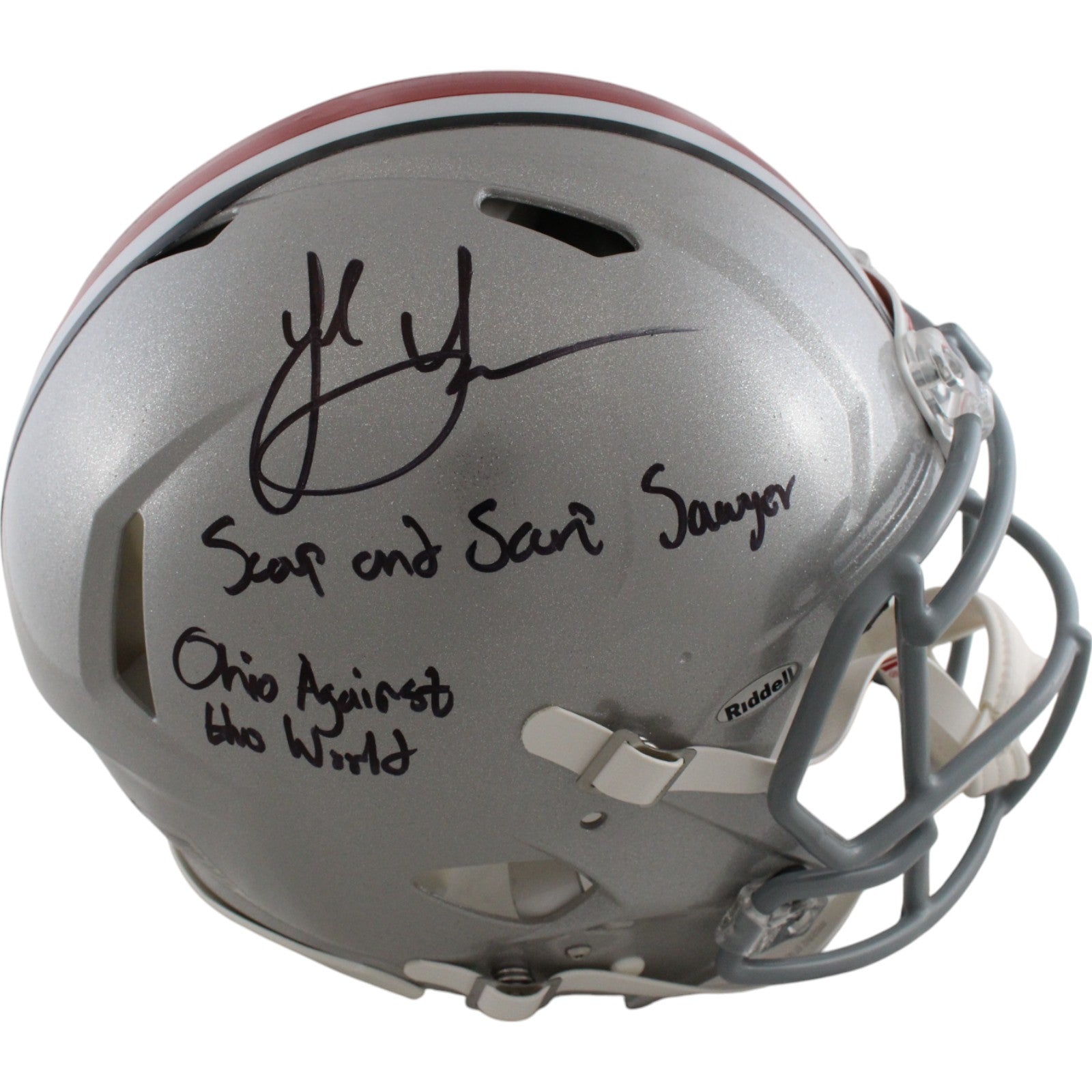 Jack Sawyer Ohio State Buckeyes Authentic Signed Helmet 2 Inscription-Powers Sports Memorabilia