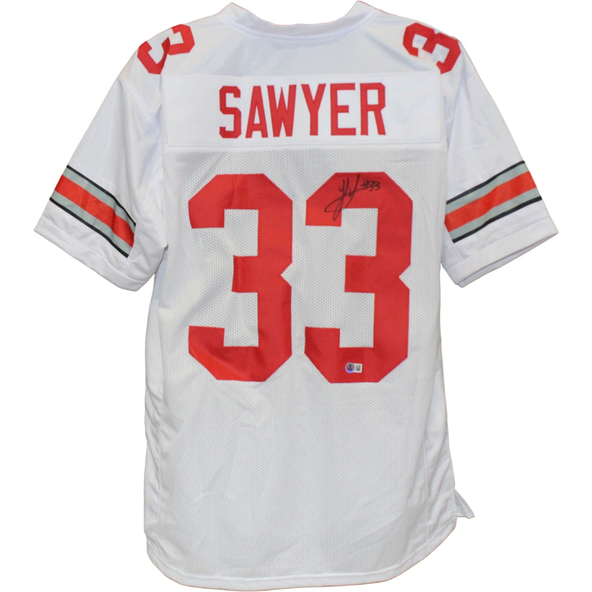 Jack Sawyer Signed College Style XL White Jersey – Beckett Witness Authenticated-Powers Sports Memorabilia