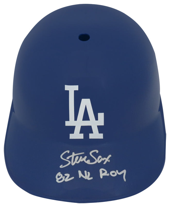 Steve Sax Autographed Los Angeles Dodgers Souvenir Replica Batting Helmet with 82 NL ROY-Powers Sports Memorabilia
