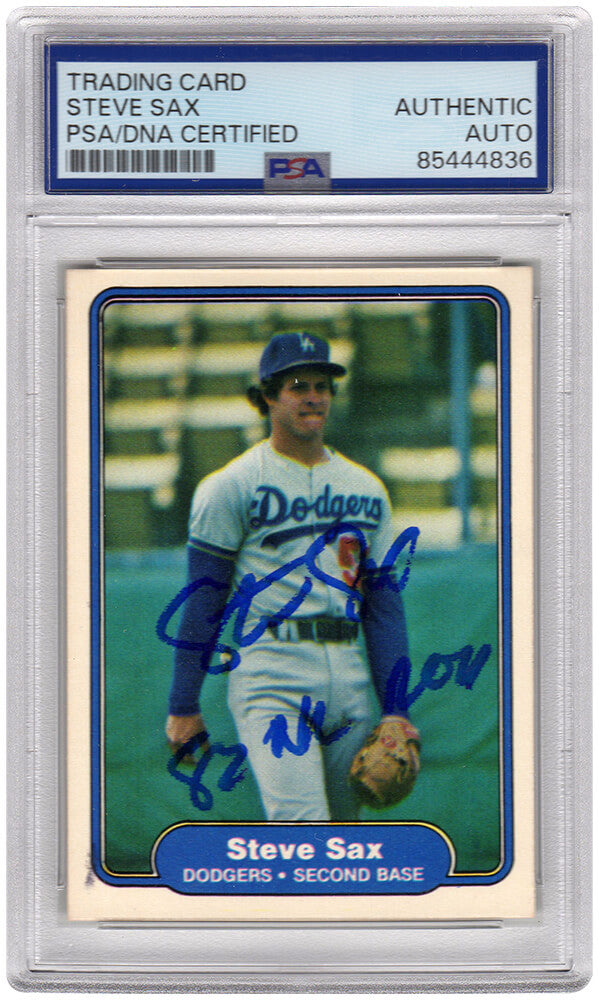 Steve Sax Los Angeles Dodgers Autographed 1982 Fleer Rookie Baseball Card-Powers Sports Memorabilia