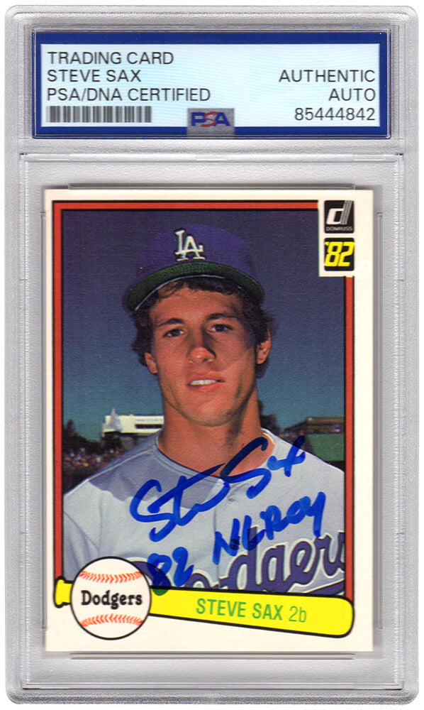 Steve Sax Los Angeles Dodgers Autographed 1982 Donruss Rookie Baseball Card-Powers Sports Memorabilia