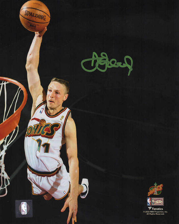 Detlef Schrempf Autographed Seattle Supersonics Dunk Spotlight 8x10 Photo-Powers Sports Memorabilia