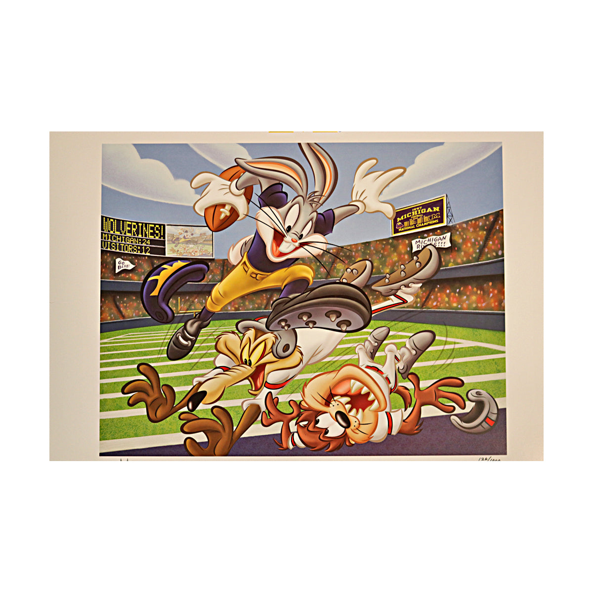 Bo Schembechler Michigan Wolverines Signed 19x22.5 Bo Knows Bugs Litho 126/1000 (JSA Holo)