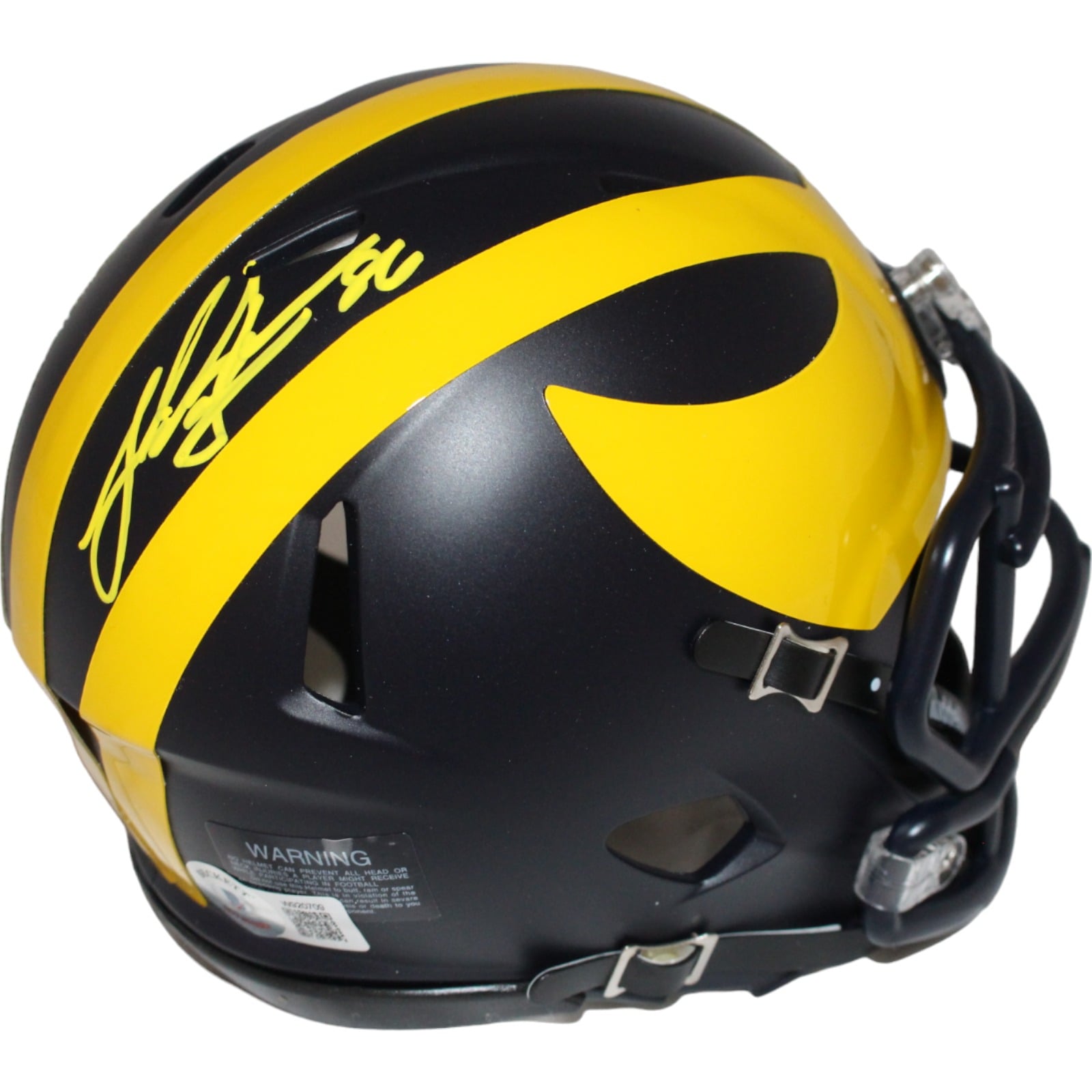 Luke Schoonmaker Autographed Michigan Wolverines Mini Helmet – Beckett Authenticated-Powers Sports Memorabilia