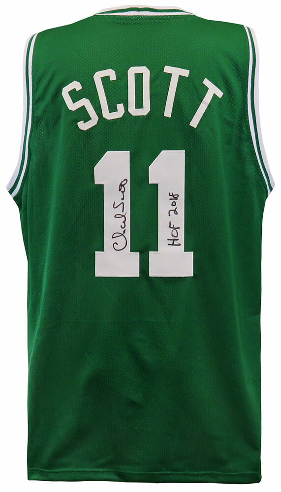 Charlie Scott Autographed Green Custom Basketball Jersey with HOF 2018-Powers Sports Memorabilia