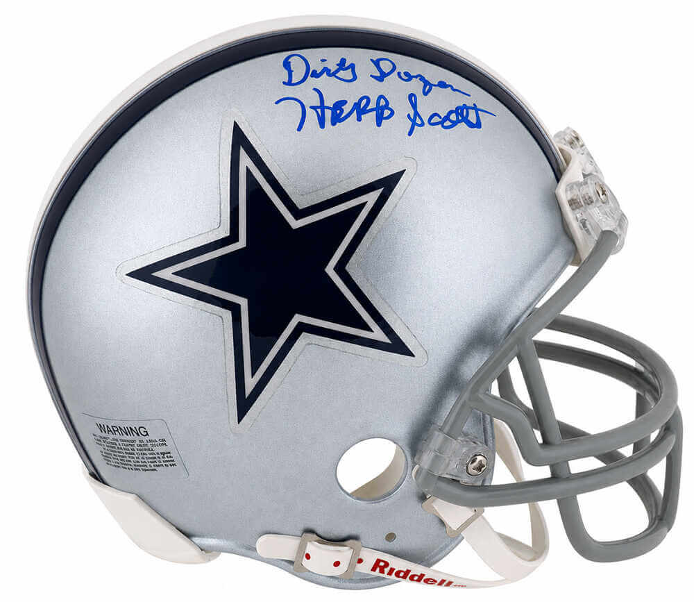 Herb Scott Dallas Cowboys Autographed Riddell (VSR4) Mini Helmet