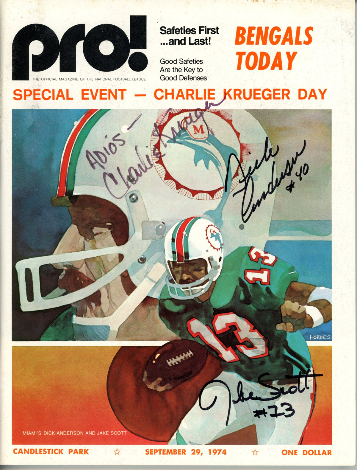 Jake Scott Dick Anderson + Krueger Miami Dolphins Signed Magazine - Magazine JSA JSA-Powers Sports Memorabilia
