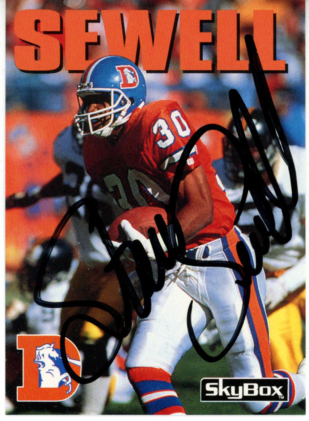 Steve Sewell Denver Broncos Signed Card - 1992 Skybox #23 Beckett Beckett-Powers Sports Memorabilia