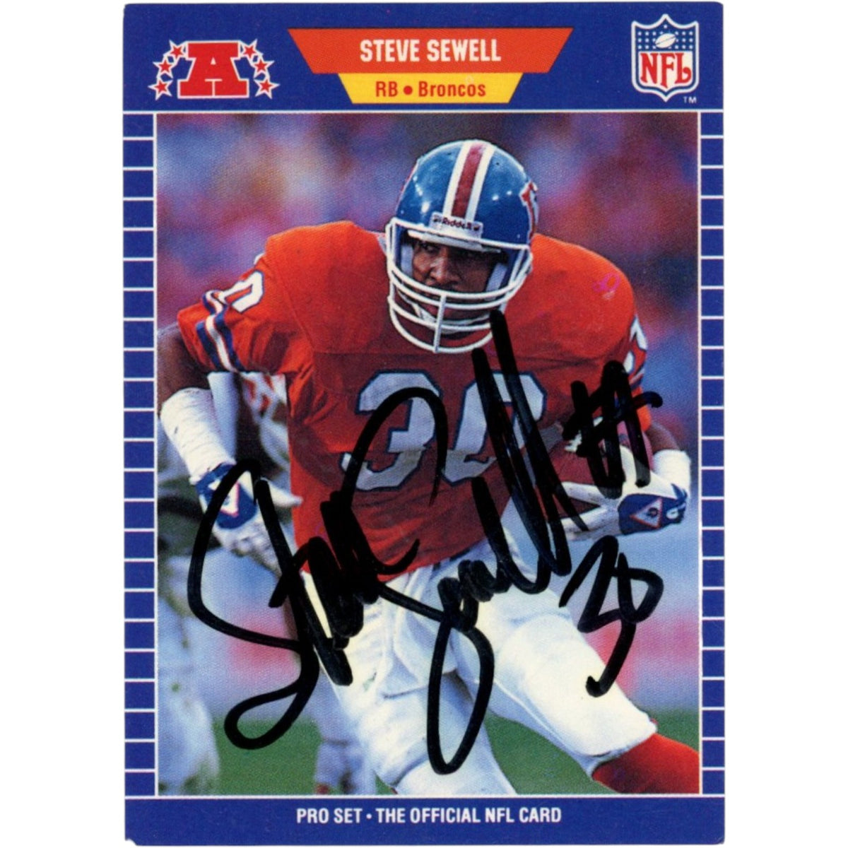 Steve Sewell Denver Broncos Signed Card - Beckett 58351 Beckett-Powers Sports Memorabilia