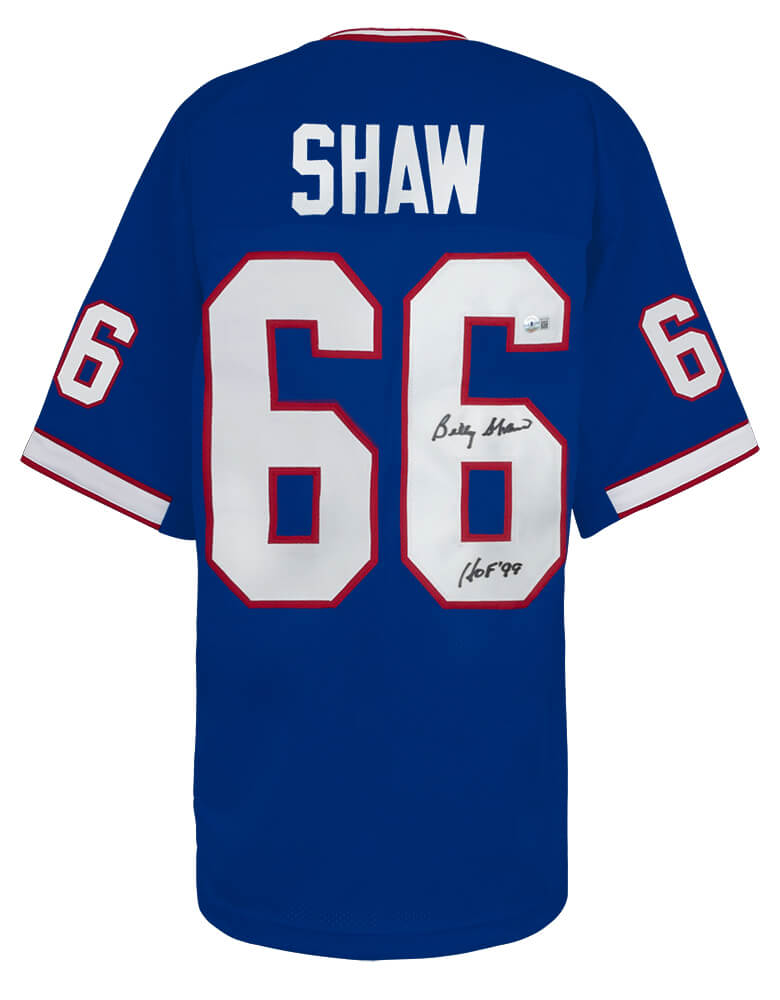 Billy Shaw Autographed Blue Throwback Custom Football Jersey Beckett-Powers Sports Memorabilia