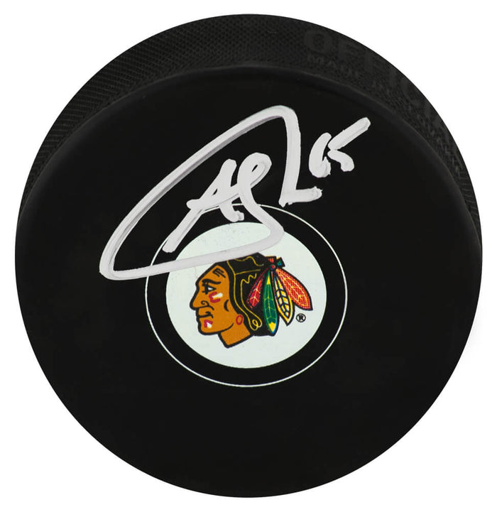 Andrew Shaw Autographed Blackhawks Logo Hockey Puck-Powers Sports Memorabilia