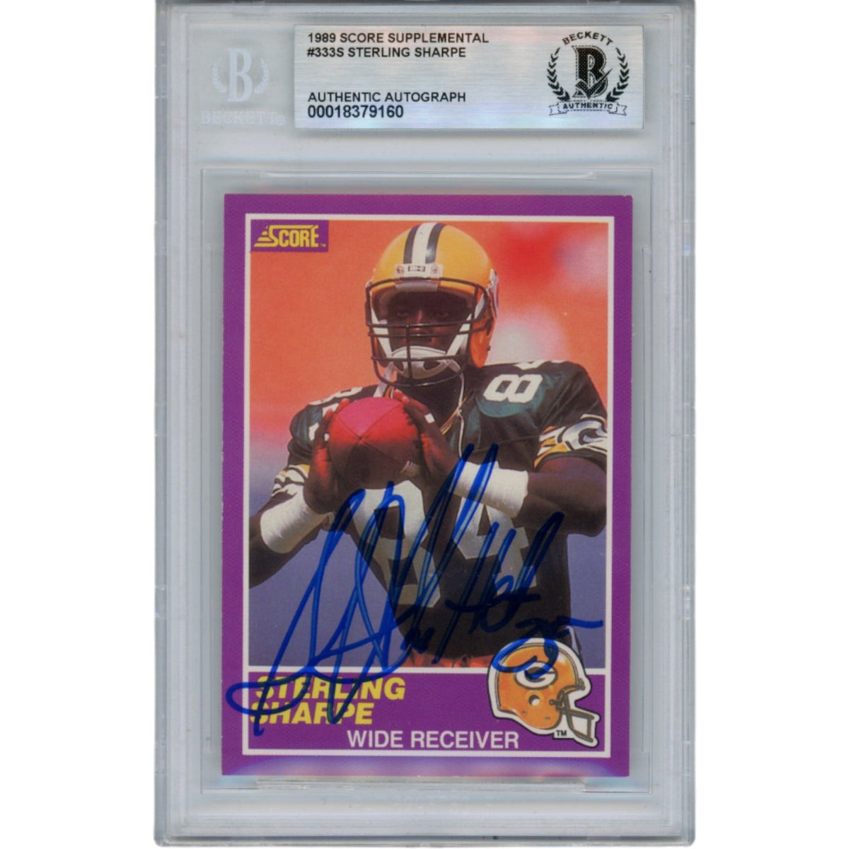 Sterling Sharpe Signed 1989 Score #333S Trading Card HOF Slab – Beckett Authenticated-Powers Sports Memorabilia