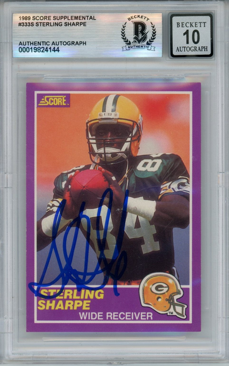 Sterling Sharpe 89 Score Supplemental 333S 10auto Signed Card Slab-Powers Sports Memorabilia