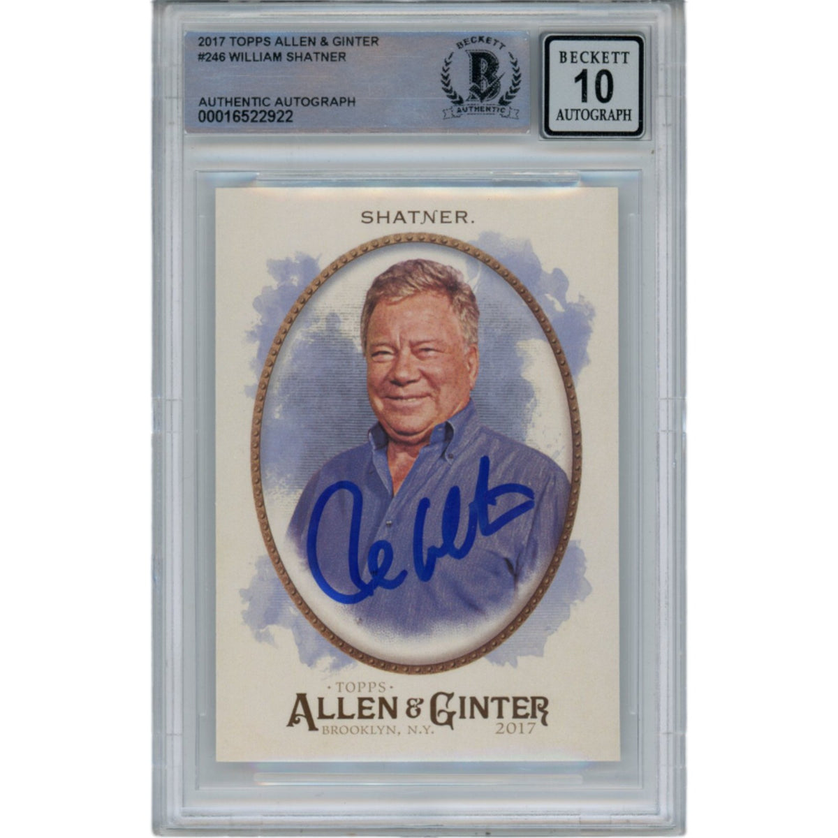William Shatner Star Trek Signed Card - Allen & Ginter 246 Beckett Beckett - 47120-Powers Sports Memorabilia