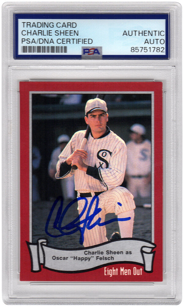 Charlie Sheen Autographed Eight Men Out 1988 Pacific Trading Card #10 - (PSA Encapsulated)-Powers Sports Memorabilia