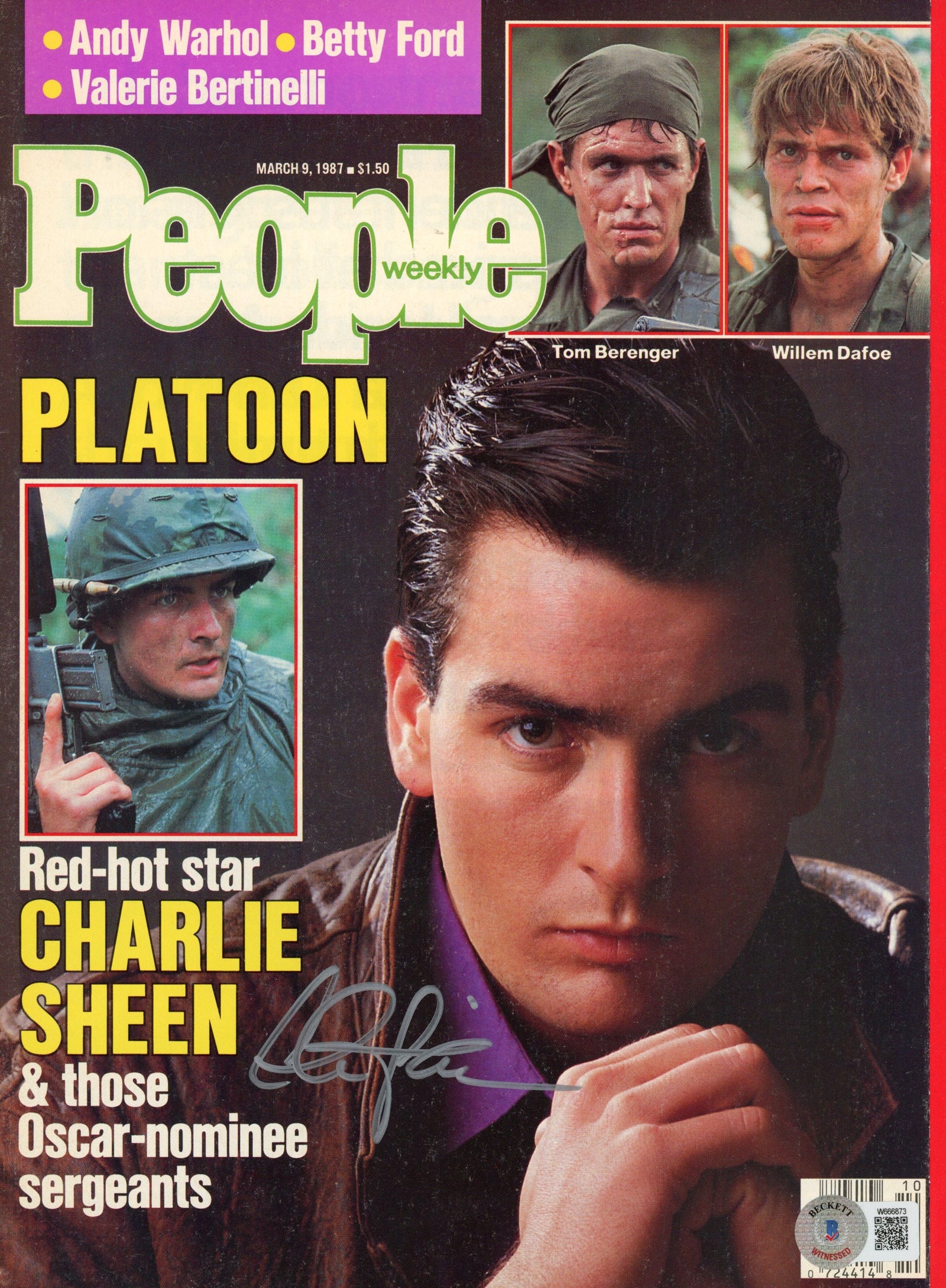 Charlie Sheen 03/09/87 People Signed Magazine – Beckett Authenticated-Powers Sports Memorabilia