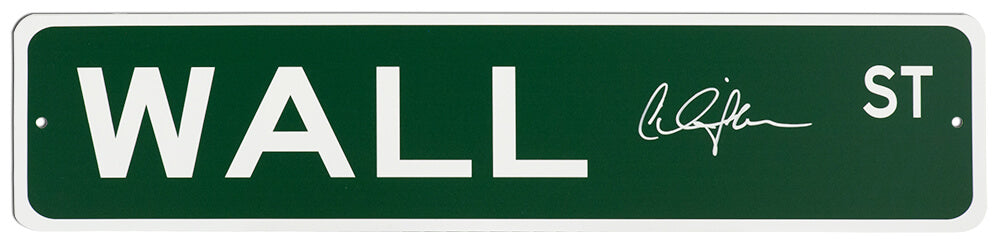 Charlie Sheen Autographed Wall Street 4x18 Green Aluminum Street Sign-Powers Sports Memorabilia