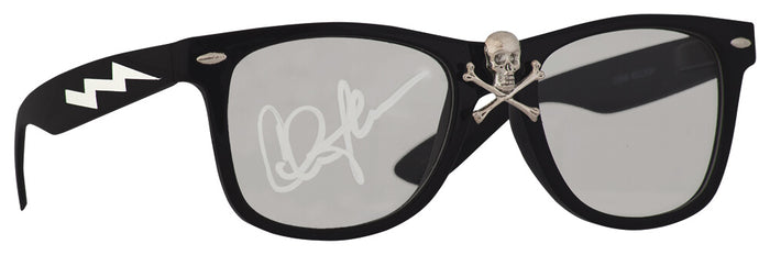 Charlie Sheen Autographed Wild Thing Rick Vaughn Skull Glasses-Powers Sports Memorabilia
