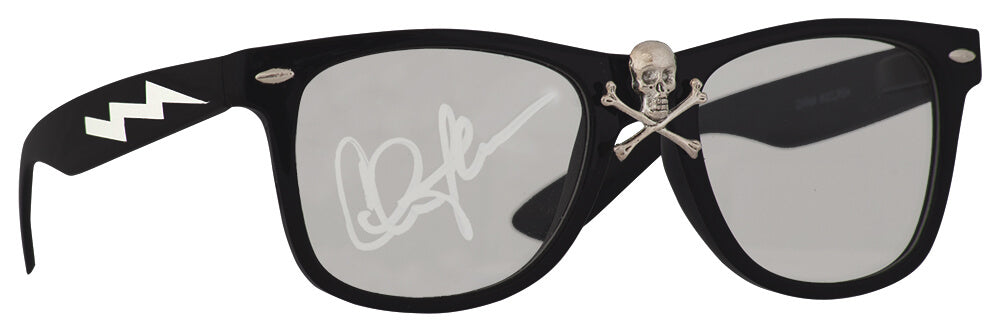 Charlie Sheen Autographed Wild Thing Rick Vaughn Skull Glasses-Powers Sports Memorabilia