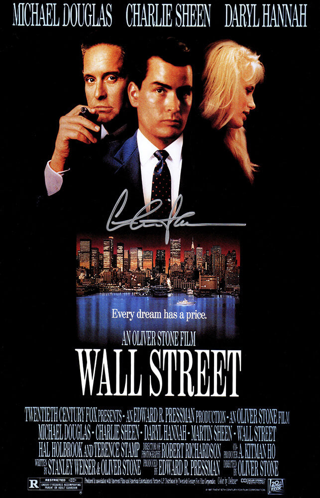 Charlie Sheen Autographed Wall Street 11x17 Movie Poster-Powers Sports Memorabilia