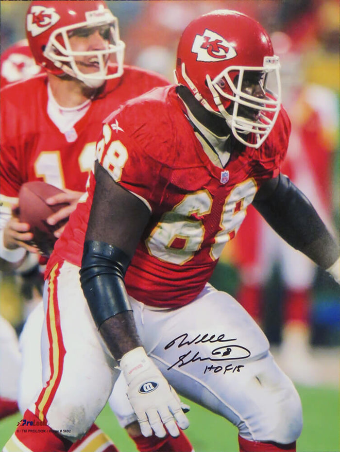 Will Shields Autographed Kansas City Chiefs Action 16x20 Photo with HOF'15-Powers Sports Memorabilia