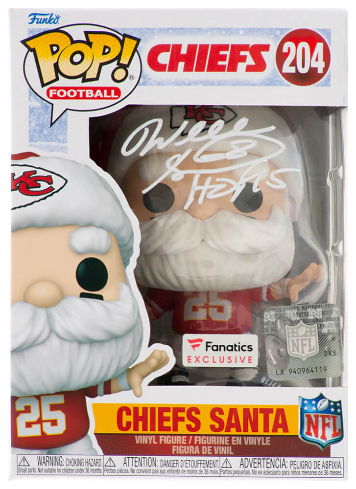 Will Shields Autographed Kansas City Chiefs SANTA Funko Pop Doll #204 with HOF'15-Powers Sports Memorabilia