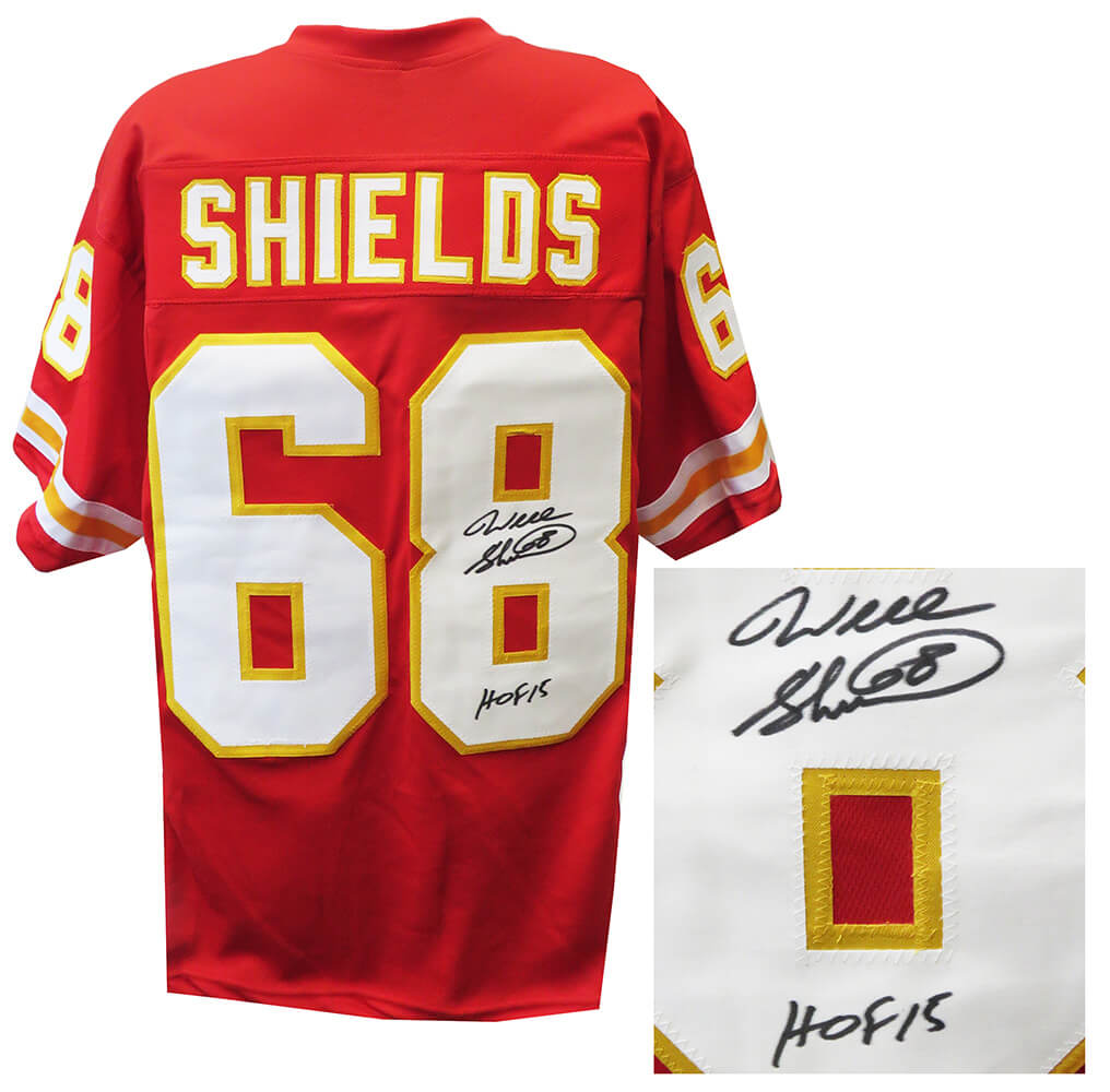 Will Shields Autographed Red Custom Football Jersey with HOF'15-Powers Sports Memorabilia