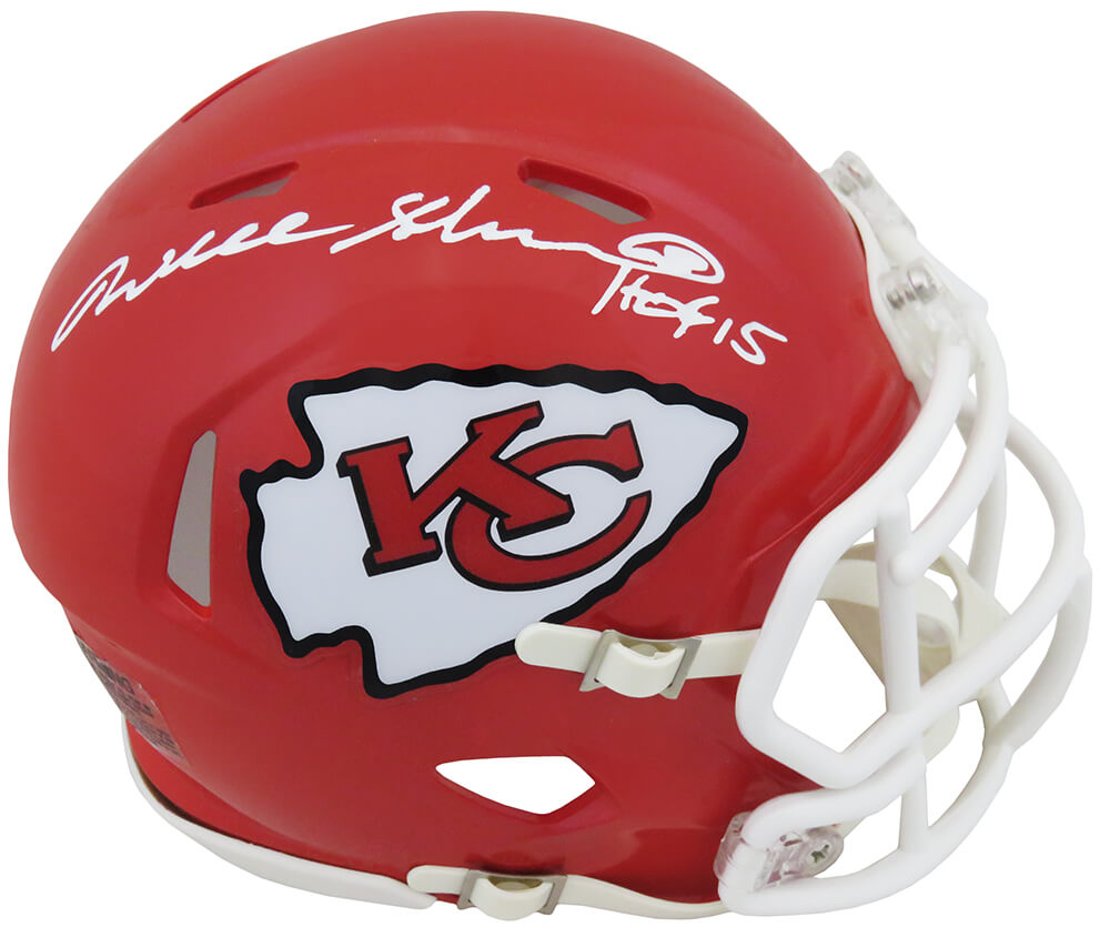 Will Shields Autographed KC Chiefs Riddell Speed Mini Helmet with HOF'15-Powers Sports Memorabilia