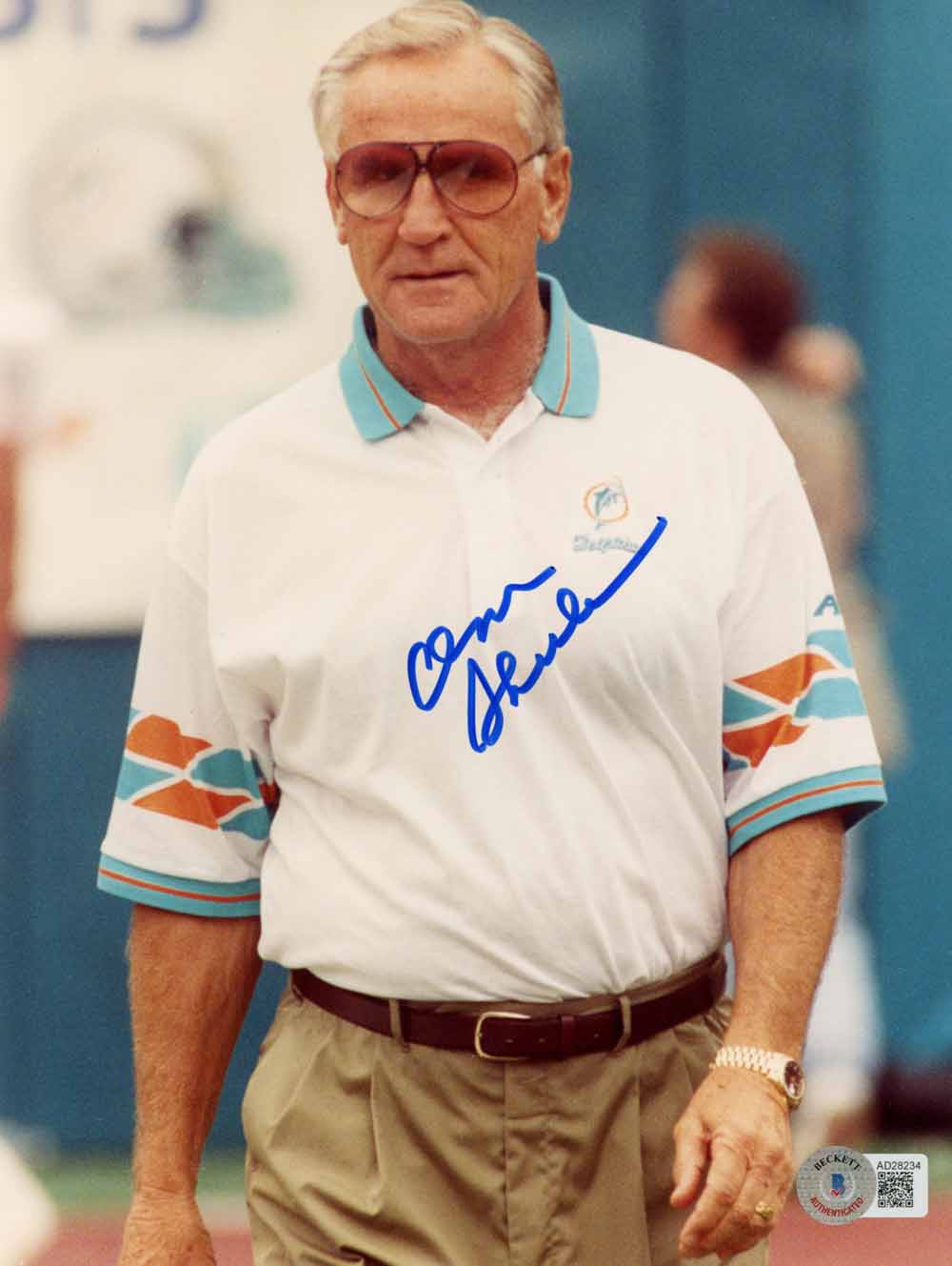 Don Shula Miami Dolphins Signed 8x10 Photo - Beckett Beckett-Powers Sports Memorabilia