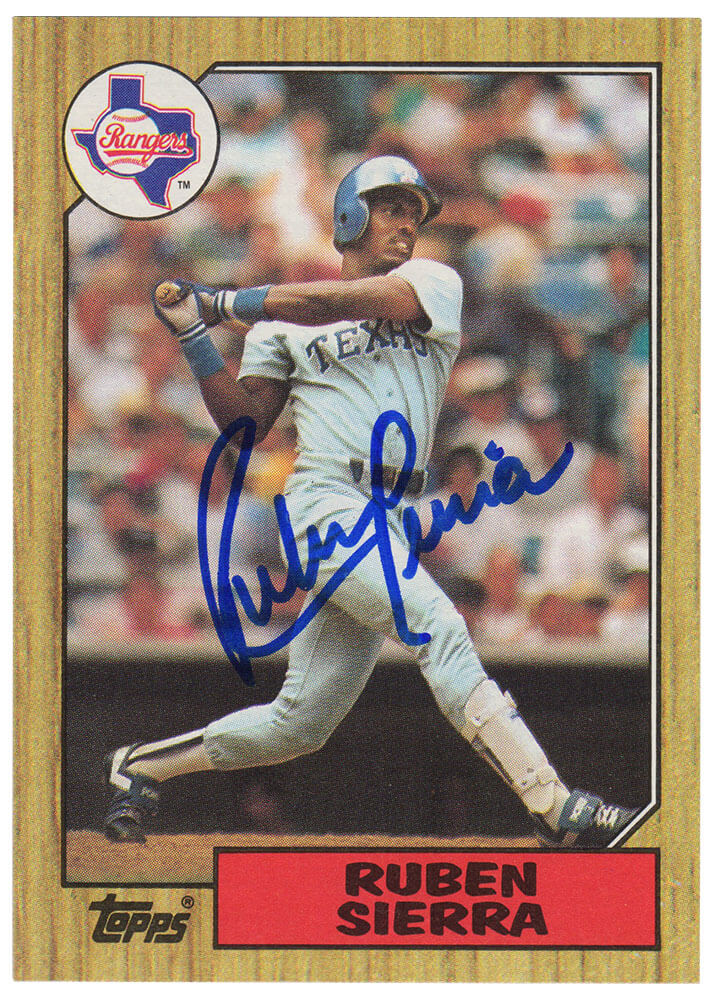 Ruben Sierra Autographed Texas Rangers 1987 Topps Rookie Baseball Trading Card #261-Powers Sports Memorabilia