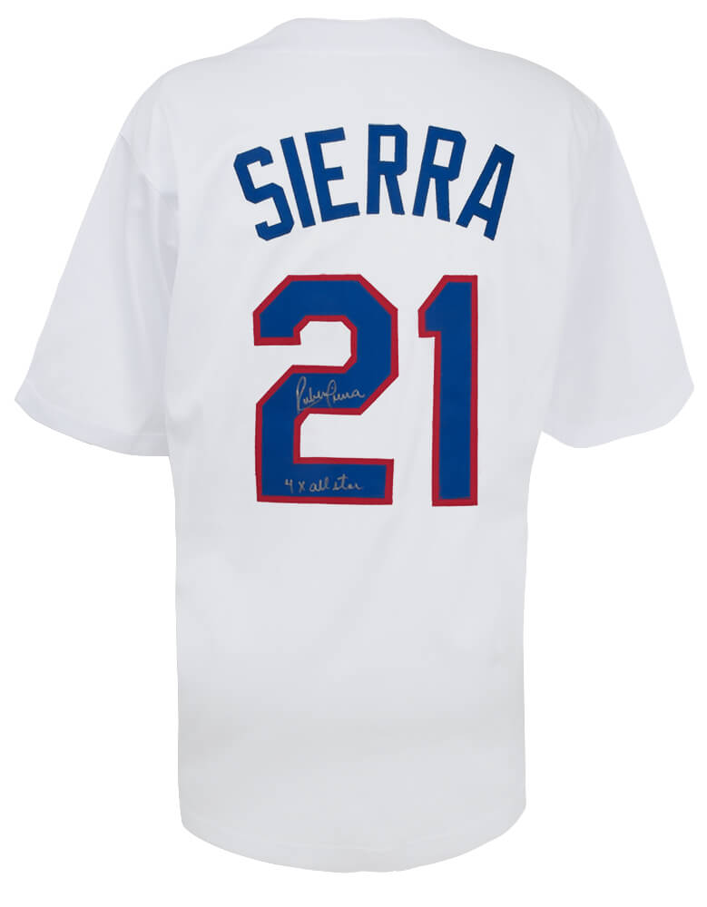Ruben Sierra Autographed White Custom Baseball Jersey w/ 4x All Star-Powers Sports Memorabilia