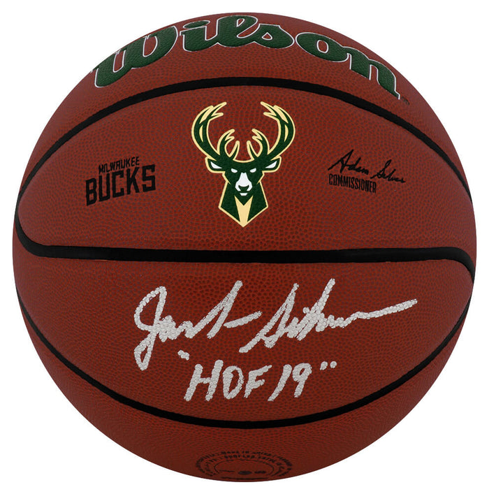 Jack Sikma Milwaukee Bucks Autographed Logo Wilson Alliance NBA Basketball-Powers Sports Memorabilia