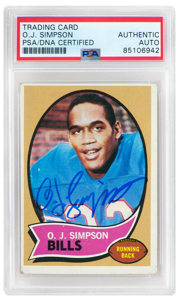 O.J. Simpson Autographed Buffalo Bills 1970 Topps Rookie Football Card #90 (PSA/DNA Encapsulated)-Powers Sports Memorabilia