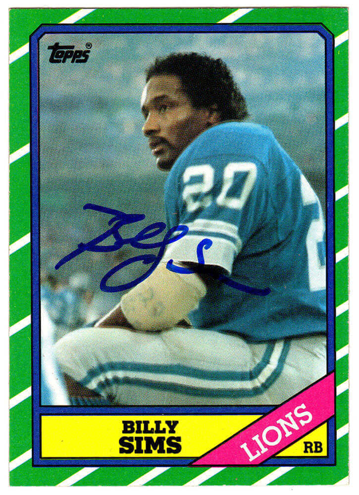 Billy Sims Autographed Detroit Lions 1986 Topps Football Trading Card #244