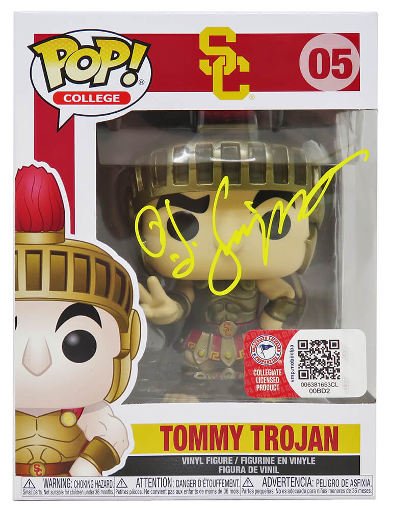 O.J. Simpson Autographed USC Trojans Tommy Trojan Funko Pop Doll #05-Powers Sports Memorabilia