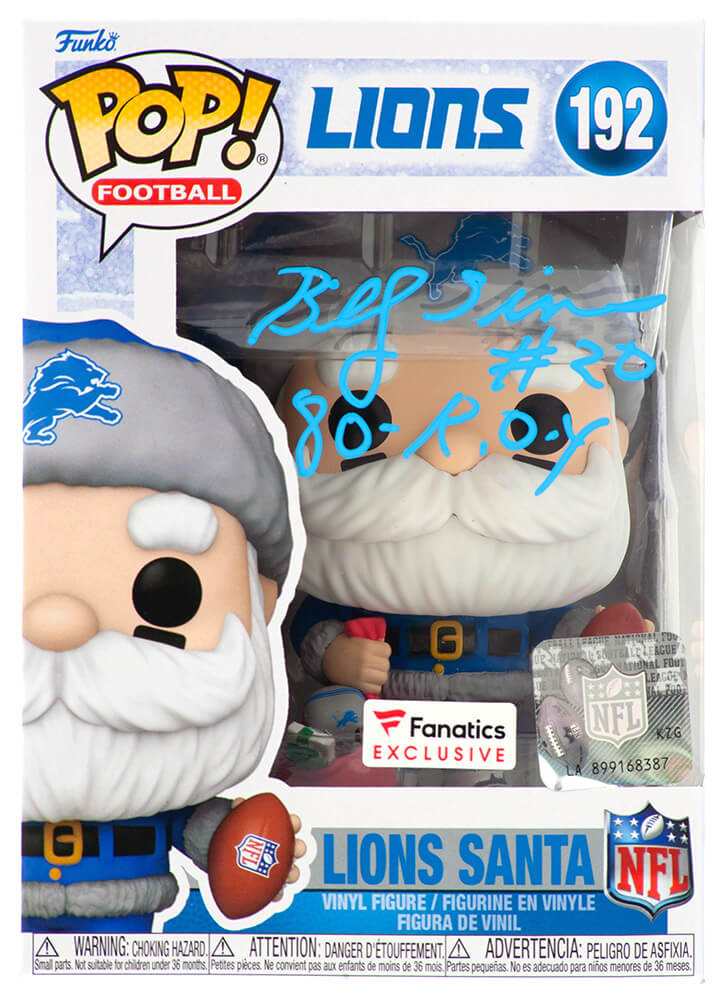 Billy Sims Detroit Lions Autographed SANTA Funko Pop #192 w/ 80 ROY-Powers Sports Memorabilia