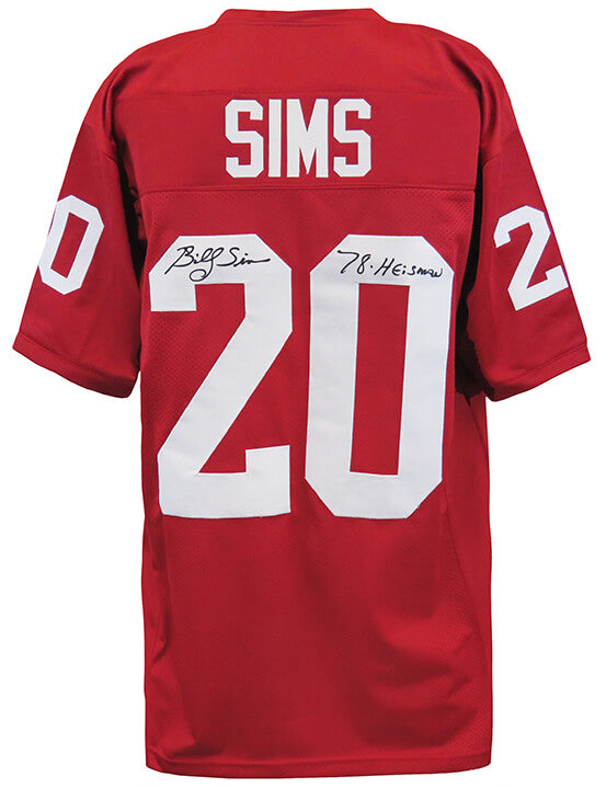 Billy Sims Autographed Maroon T/B Custom Football Jersey with 78 Heisman-Powers Sports Memorabilia