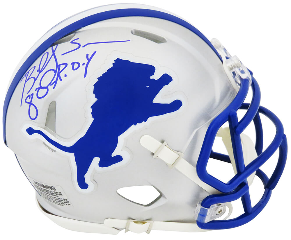 Billy Sims Detroit Lions Autographed Throwback Riddell Mini Helmet w/ 80 ROY-Powers Sports Memorabilia